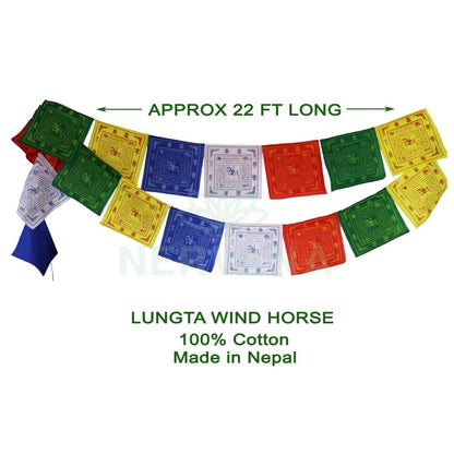 Lung Ta Wind Horse Buddhist Prayer Flag - 100% Cotton