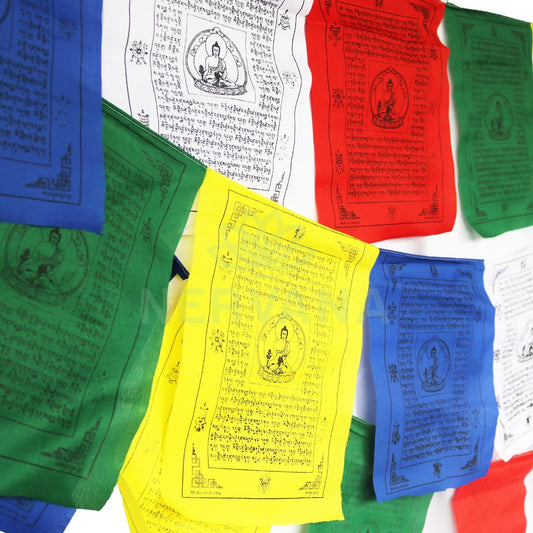 Medicine Buddha Ashtamangala Design Tibetan Prayer Flag