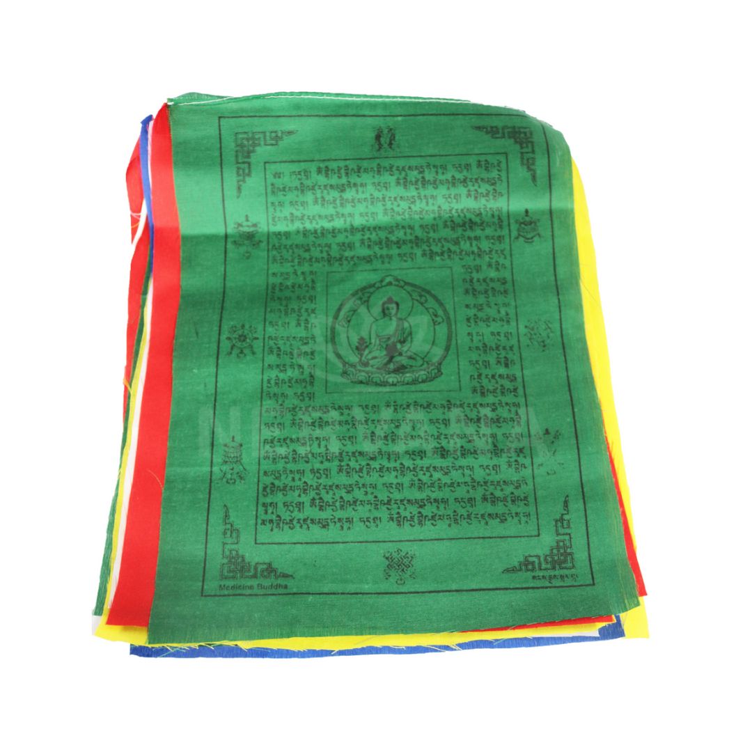 Medicine Buddha Ashtamangala Design Tibetan Prayer Flag