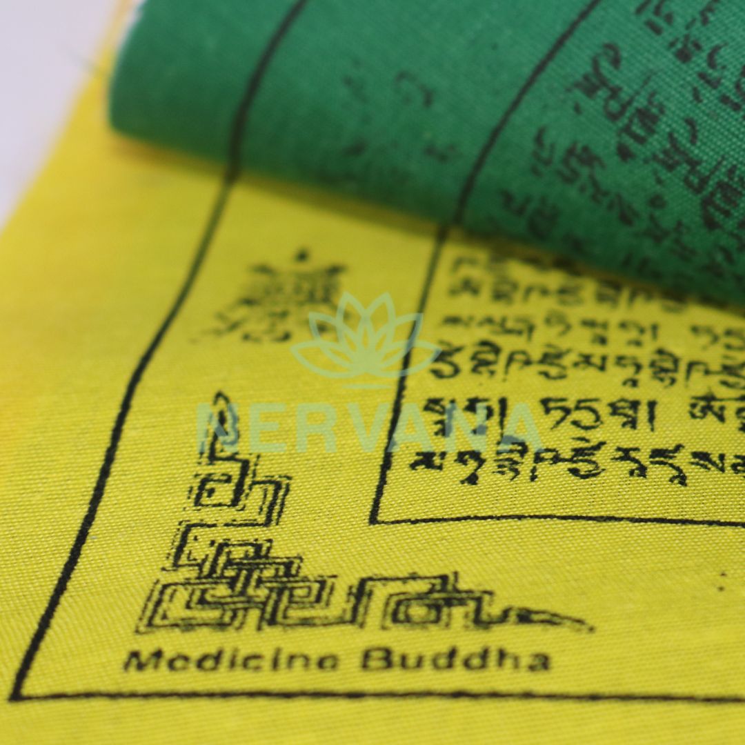 Medicine Buddha Ashtamangala Design Tibetan Prayer Flag